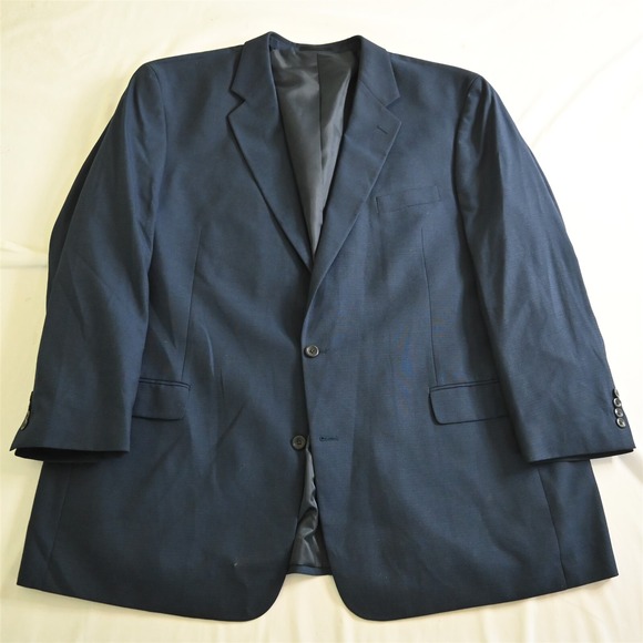 Geoffrey Beene 56L Blue Check‎ Stretch Mens Blazer Sport Coat Suit Jacket - Picture 1 of 12